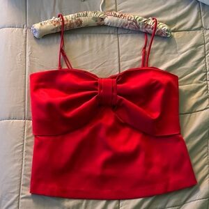 LOFT Red Camisole with Bow Detail